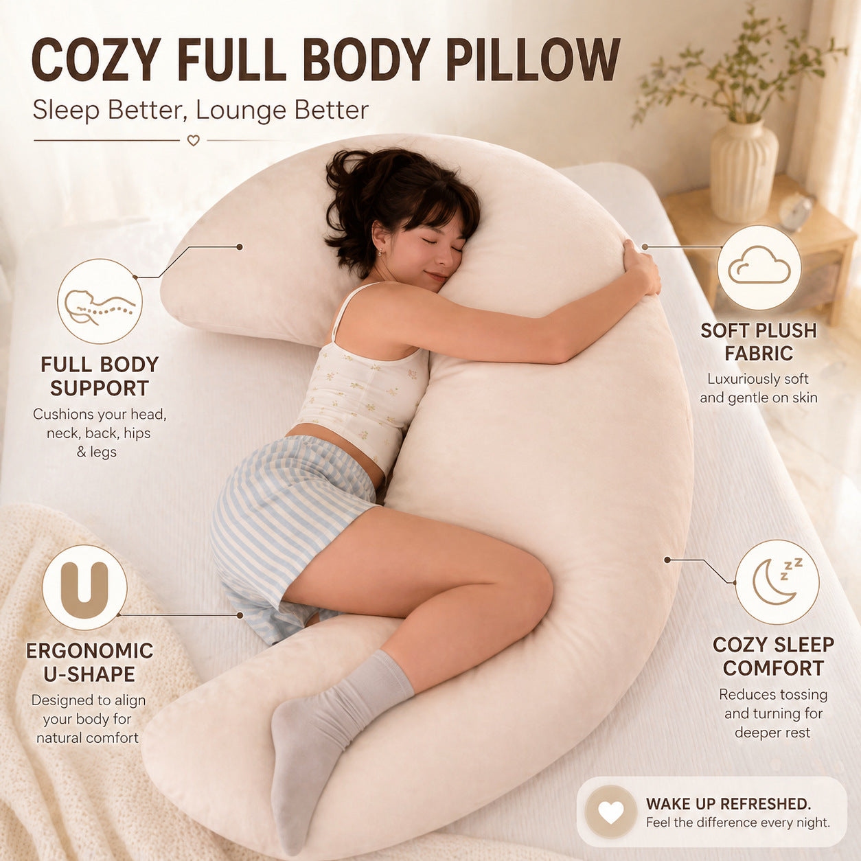 Large Moon Shaped Maternity Pillow